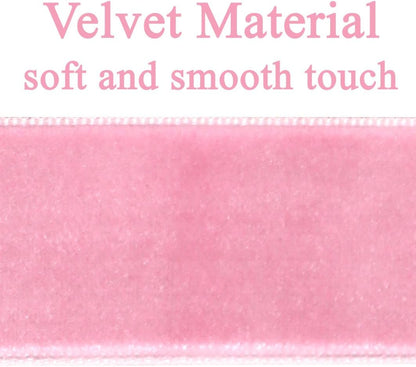 Skiennix 12Pcs Pink Velvet Bows - Elegant Valentine's Day Tree Decorations | 5in x 10in Easter Spring Ornaments for Home & Events