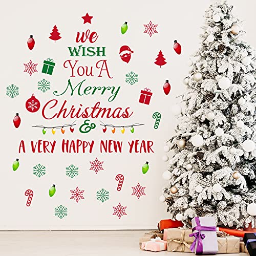 3 Pieces Christmas Wall Decals Snowflakes Quotes Holiday Stickers for Door & Wall Decor