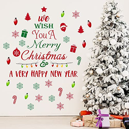 3 Pieces Christmas Wall Decals Snowflakes Quotes Holiday Stickers for Door & Wall Decor