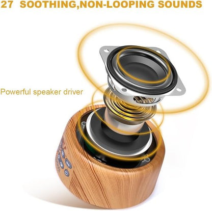 Douni Sleep Sound Machine - White Noise Device with 27 Soothing Sounds | Timer Settings for Relaxation & Sleep, Wood Grain Finish