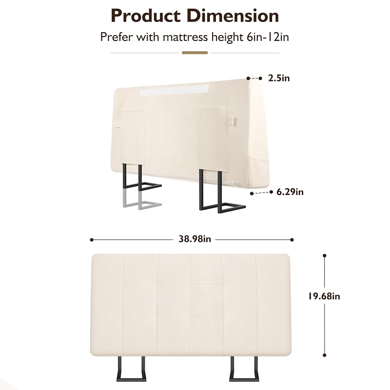 Twin Headboard Only - Memory Foam Bed Headboard, No Assembly Required - Beige