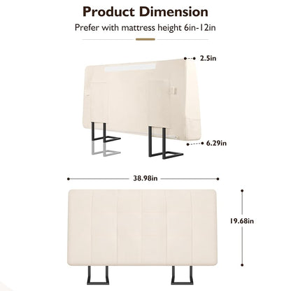 Twin Headboard Only - Memory Foam Bed Headboard, No Assembly Required - Beige