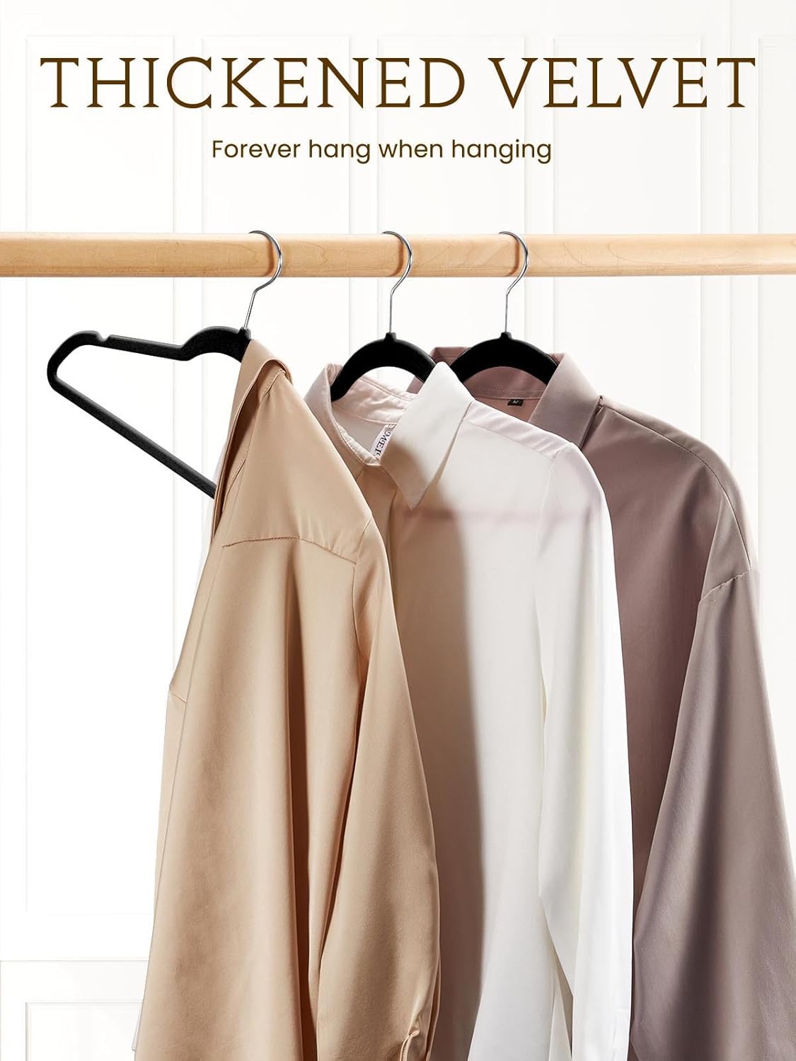 Smartor Velvet Hangers - 40 Pack Non-Slip Heavy Duty Felt Hangers | Premium Slim Black with 360° Rotating Hook
