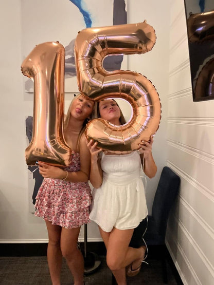 Rose Gold 40-Inch Number 15 Balloons | Big Foil Birthday Decorations for 15th Anniversary Parties