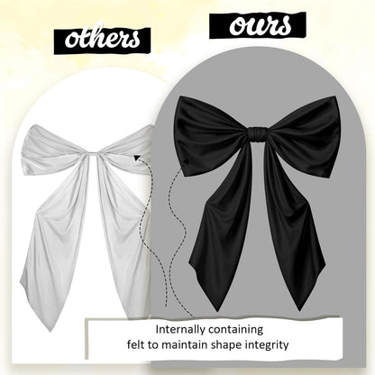 Skiennix Large Black Bow Party Decorations - 43 x 24 Inches Satin Ribbon Wall Decor for Birthdays & Weddings