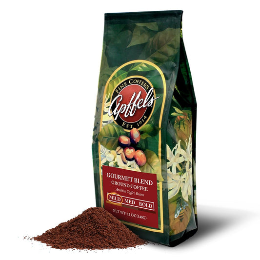 Apffels Gourmet Blend - Ground - Medium Roast - 100% Arabica Coffee - Non-GMO - 12 oz bag