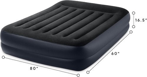 Intex Air Mattress - Dura-Beam Plus Pillow Rest with Built-In Electric Pump | Queen Size, 16.5in Height, 600lb Capacity
