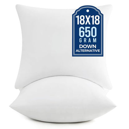 puredown® 18x18 Pillow Inserts, Fluffy Soft Square Form Sham Stuffer Set of 2, Down Alternative Throw Pillows for Couch, Sofa, Bed and Home Decor