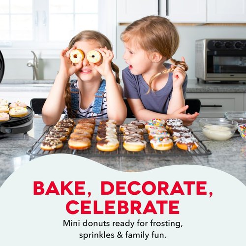 Dash MultiMaker® Treat Maker System - Create Mini Donuts, Cupcakes & Heart-Shaped Waffles - Aqua, Easy-Clean Design
