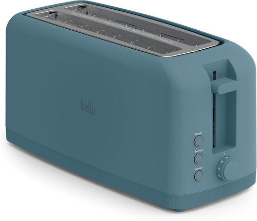Bella 4-Slice Slim Toaster - 10” Long Slot with 6 Shade Settings & Reheat Function | Anti-Jam, Auto Shutoff, Surf Color