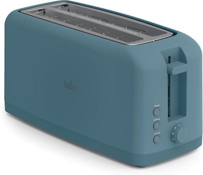 Bella 4-Slice Slim Toaster - 10” Long Slot with 6 Shade Settings & Reheat Function | Anti-Jam, Auto Shutoff, Surf Color