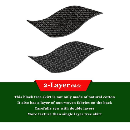 Black 48 Inch Christmas Tree Skirt - Burlap Double Layer with Pom Poms, Rustic Santa Decor (Variation: Black+48inch)