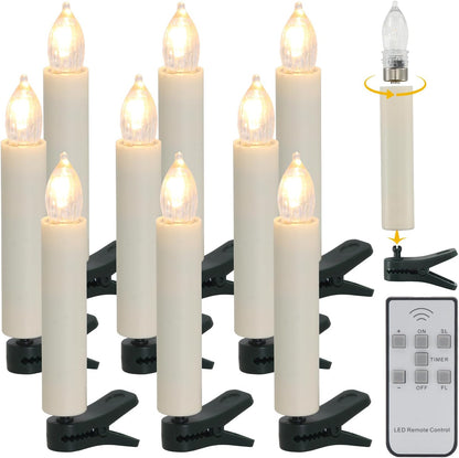 **Regine Switzerland Flameless LED Clip Candles - Battery Operated with Remote Timer | 10-Pack for Holiday Décor**