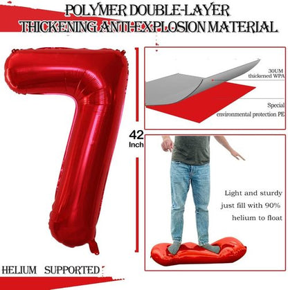 GOER Jumbo 27 Balloons - 42 Inch Red Foil Helium Decorations for 27th Birthday Party