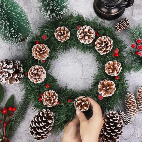 Christmas Snow White Pine Cone Ornaments Set - 84 Pieces, Assorted Sizes & Styles - White Variation