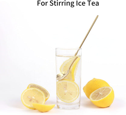 Skiennix Gold Stainless Steel Long Handle Coffee & Tea Spoons - 4 PCS, 6.7 Inches for Stirring