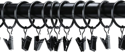 Skiennix 40 Pack Metal Curtain Rings - Durable Drapery Clips for Home & Office | 1.26 Inch Interior Diameter, Black
