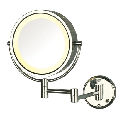 JERDON Wall-Mounted Magnifiying Makeup Mirror with Lights - Direct Wire Mirror with Chrome Finish - 8X/1X Magnification - Model HL75CD