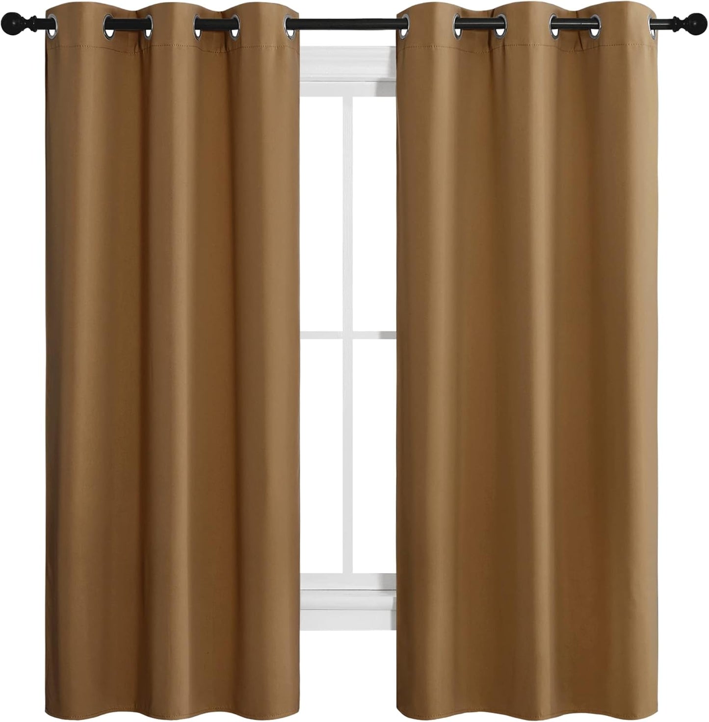 NICETOWN Blackout Curtains - Noise Reducing & Draft Blocking | 68-Inch Length, 2 Panels in Gold Brown