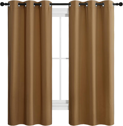 NICETOWN Blackout Curtains - Noise Reducing & Draft Blocking | 68-Inch Length, 2 Panels in Gold Brown