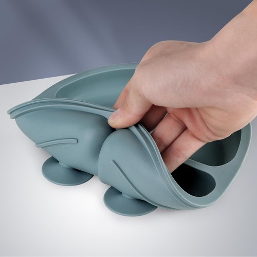 Eascrozn Baby Feeding Set, 2 Pack Silicone Divided Suction Plates for Baby, 2 Pack Spoons and Forks Set, BPA Free, Baby Led Weaning Supplies for Toddler Utensils