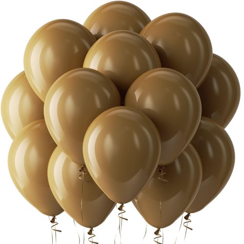 Bezente Brown Balloons Latex Party Balloons - 100 Pack 12 inch Round Helium Brown Balloons for Birthday Bridal Shower Wedding Graduation Anniversary Party Decorations