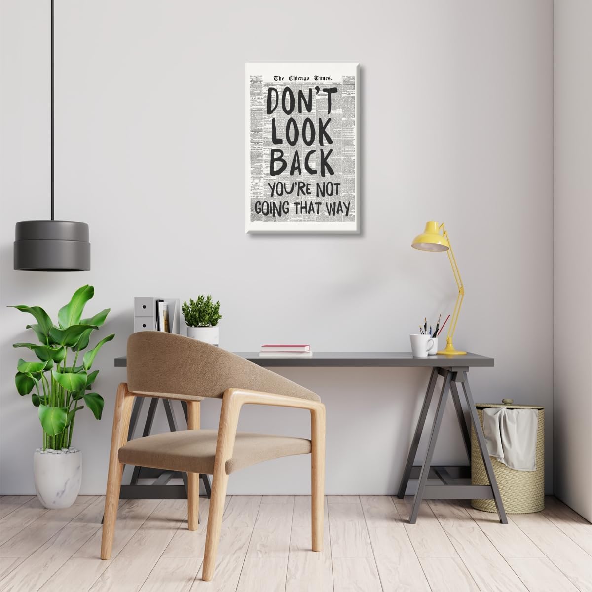 Skiennix Retro Black and White Newspaper Wall Art - "Don't Look Back" Positive Canvas Print | 12x18 Inch Unframed Aesthetic Poster for Bedroom Decor