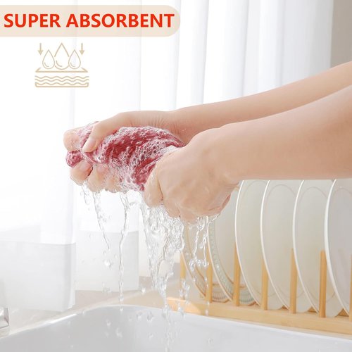 Homaxy 100% Cotton Dish Towels - Ultra Soft, Absorbent & Quick Drying | 13 x 28 Inches, 6-Pack, Brick Red