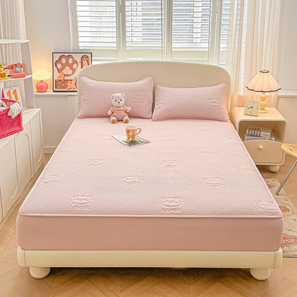 Waterproof Mattress Protector King Size Breathable Soft & Silent Pink