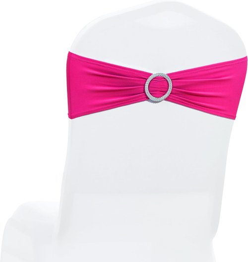 MDS Spandex Chair Sashes - Universal Fit Elastic Stretch Bands with Buckle Slider - Pack of 125 | Magenta
