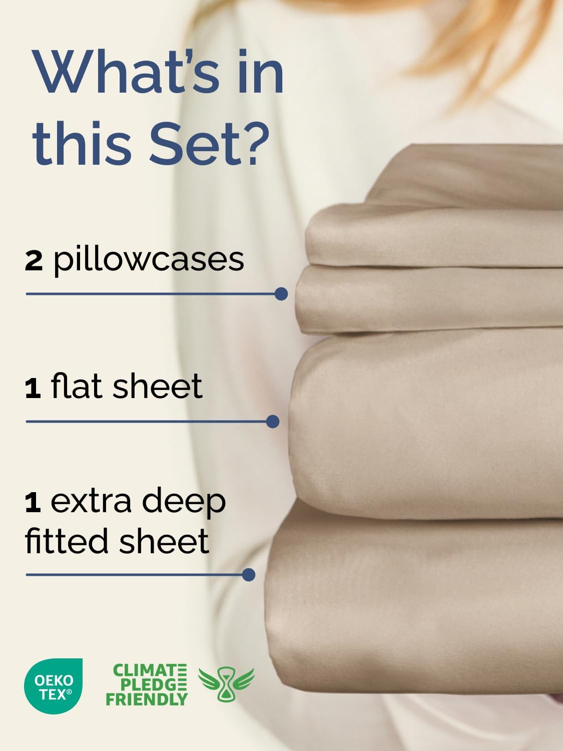 Skiennix Extra Deep Twin Sheet Set - 4 Piece Breathable Cooling Bedding - Soft Wrinkle-Free Wheat Color