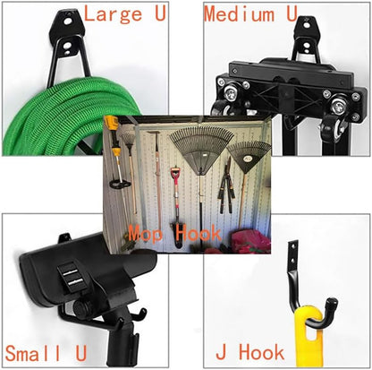 TocTen Heavy-Duty Garage Hooks - 14 Pack Solid Steel Wall Mount Storage Kit | Anti-Slip Coating, Black