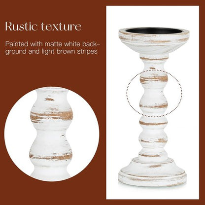 Candeldo Wood Candle Holders - Rustic Pillar Candle Holders Set of 3 | Tall Shabby Chic Decor
