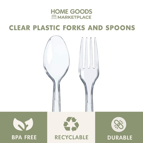 Clear Plastic Silverware Set, 120 Count Spoons and Forks, Perfect for Parties, Holiday Gatherings, Picnics, and Stocking the Pantry