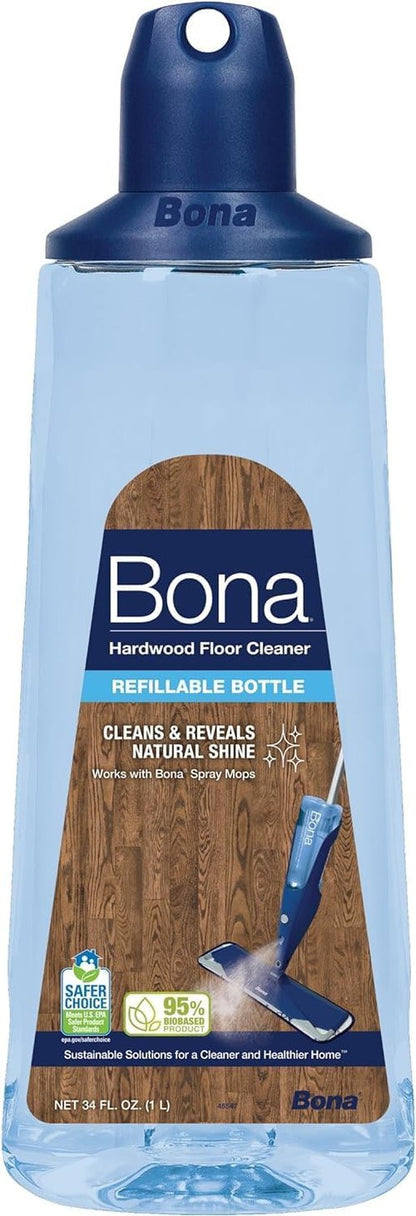 Bona Hardwood Floor Cleaner Cartridge - 34 Fl Oz Unscented Refillable Solution for Wood Floors