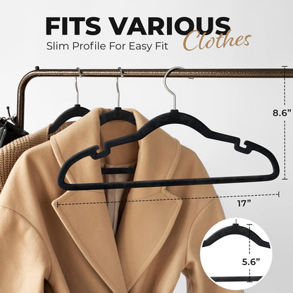 Modern Space Velvet Hangers - 200 Pack Slim Space-Saving Design for Shirts, Pants, Dresses & More