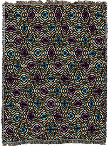 Flower Power Cotton Woven Blanket - Tapestry Throw & Wall Art - Made in USA (72x54) - Variation of THIS listing