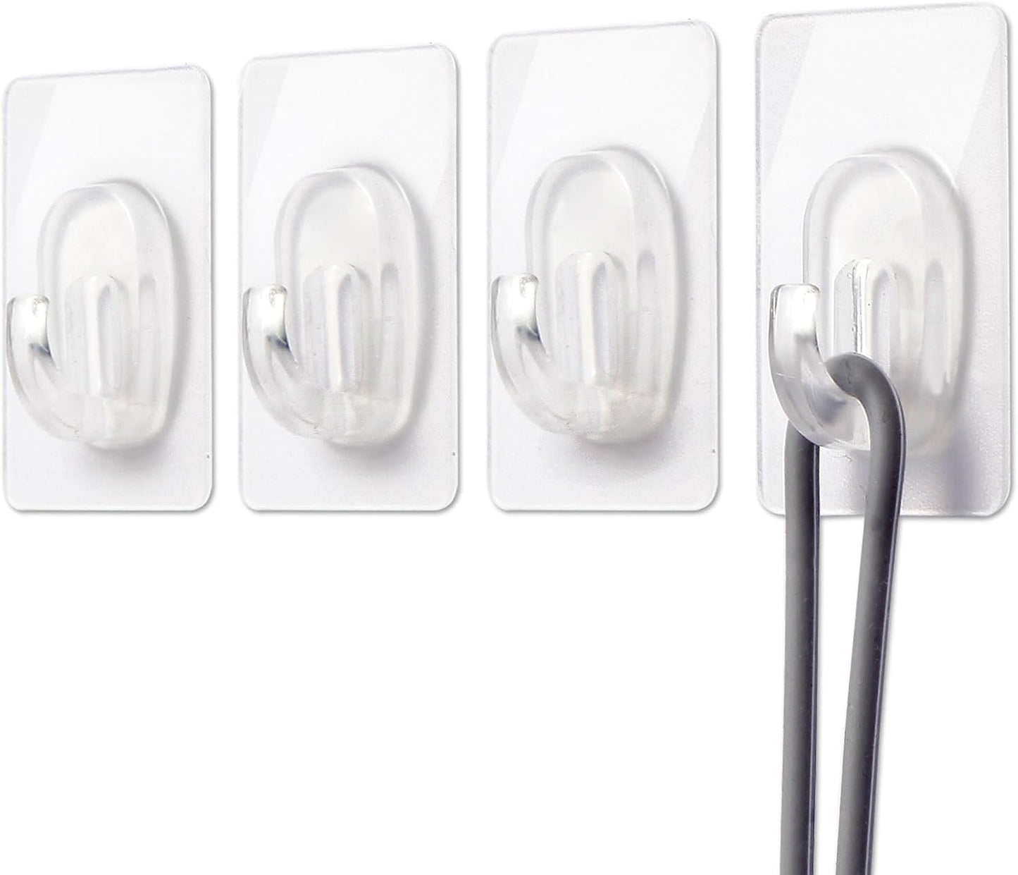Skiennix 27 Pack Clear Mini Adhesive Wall Hooks - Damage-Free Hanging for Decorations, Lights & Cables
