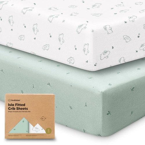 KeaBabies Baby Crib Sheets - Soft & Cozy 2-Pack Viscose Bamboo Fitted Toddler Bed Sheets | 52x28 (Bunnies)
