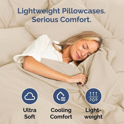 King Standard Pillow Cases - Soft Hotel Quality Covers for Comfy Bedding | Set of 4 in Wheat