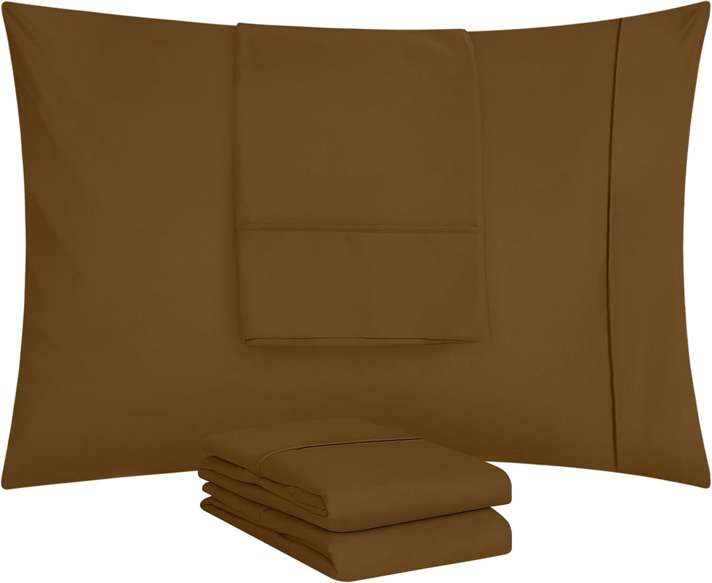 Utopia Bedding Standard Pillow Cases - Soft Brushed Microfiber - 4 Pack | 20 X 26 Inches, Mocha