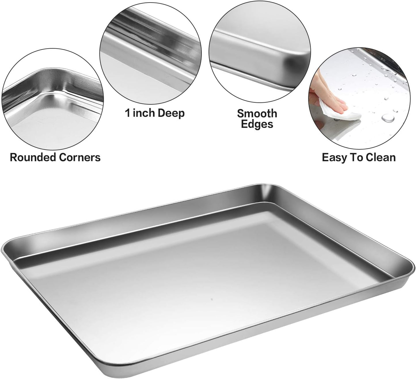 Stainless Steel Baking Sheet Set - Cookie Pan with Cooling Rack & Silicone Mats | 16 x 12 Inch, Easy Clean