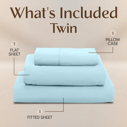 Utopia Bedding Twin Sheet Set - Soft & Breathable Microfiber, 3-Piece Bed Sheets | Ice Blue