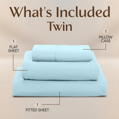Utopia Bedding Twin Sheet Set – 3 Piece Bed Sheets for Twin Size Bed, Soft and Breathable Microfiber, Includes 1 Fitted Sheet, 1 Flat Sheet and 1 Pillowcase – Oeko Tex (Ice Blue)