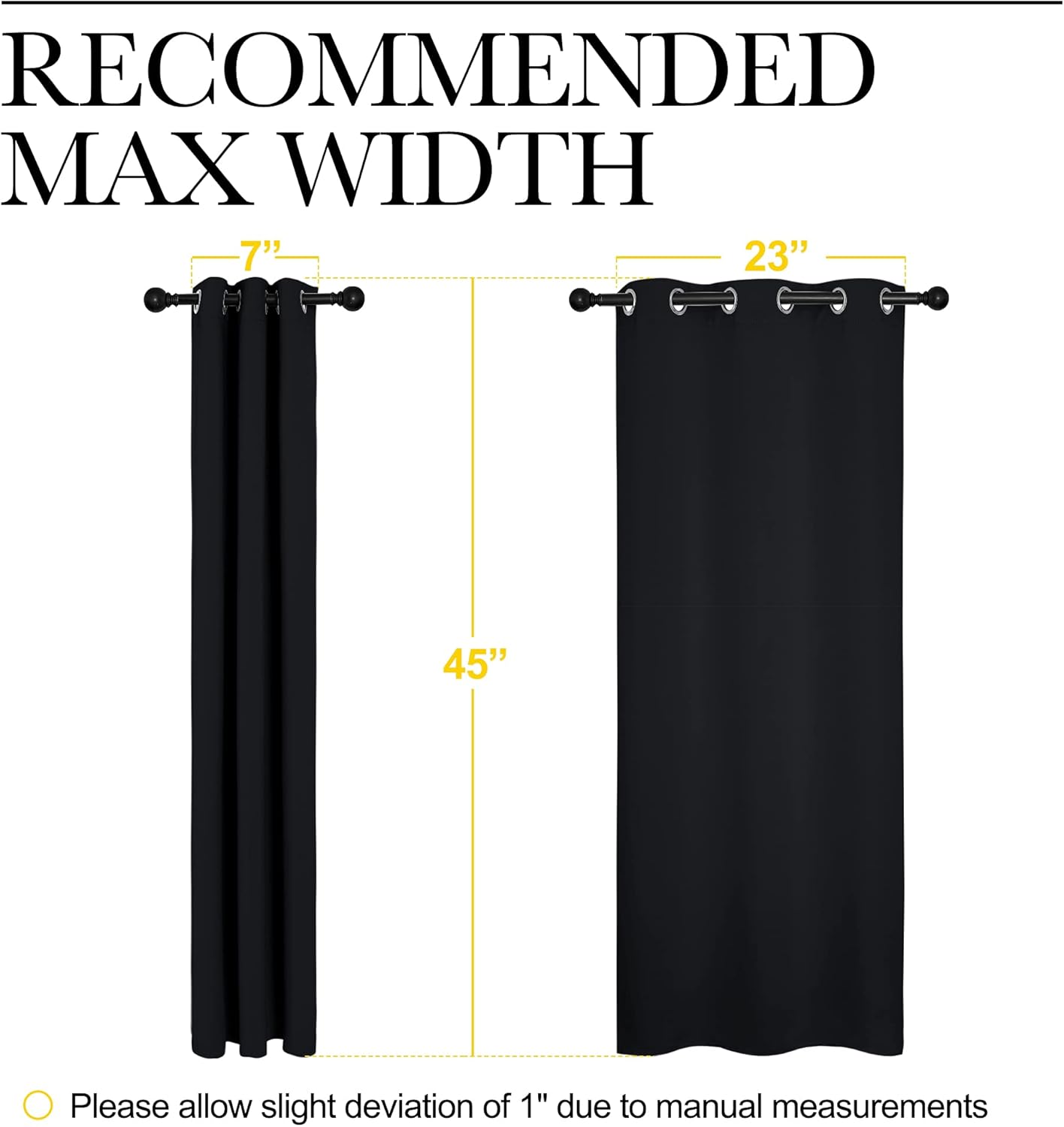 NICETOWN Blackout Curtains - Thermal Insulated Drapery Panels for Living Room | 2 Panels, 29" x 45", Black