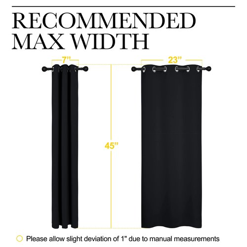 NICETOWN Living Room Blackout Curtains and Drapes, Black Solid Thermal Insulated Grommet Blackout Drapery Panels for Window (2 Panels, 29 inches Wide by 45 inches Long, Black)