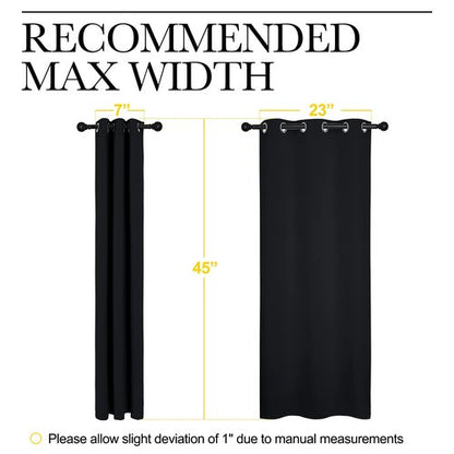 NICETOWN Living Room Blackout Curtains and Drapes, Black Solid Thermal Insulated Grommet Blackout Drapery Panels for Window (2 Panels, 29 inches Wide by 45 inches Long, Black)