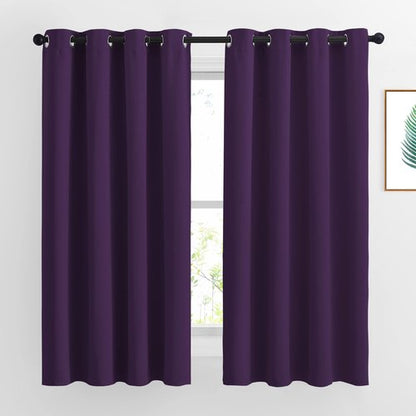 NICETOWN Blackout Curtains for Bedroom, Grommet Top Room Darkening Thermal Insulated Solid Window Treatments for Bedroom/Kids Room, Royal Purple, 2 Panels, W46 x L63