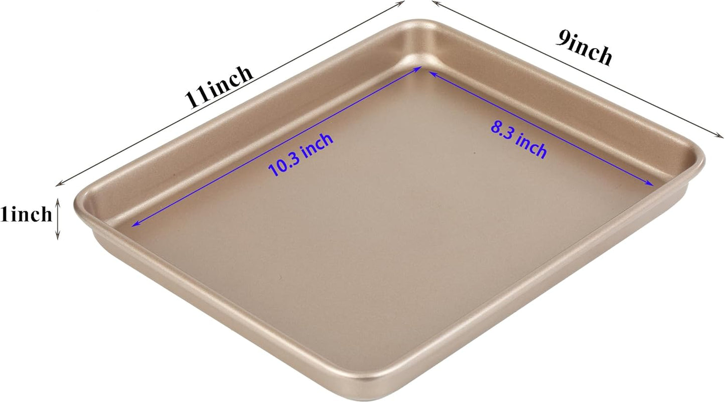 Walooza Nonstick Baking Sheets Set of 2 - 11 Inch Deep Cookie Trays | Heavy Duty & Easy Clean