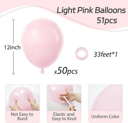 Awenztech 12-Inch Light Pink Balloons | 50-Pack Pastel Latex Balloons for Parties & Celebrations